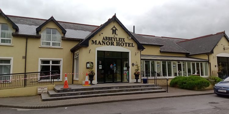 Entrance and front façade of Abbeyleix Manor Hotel in County Laois